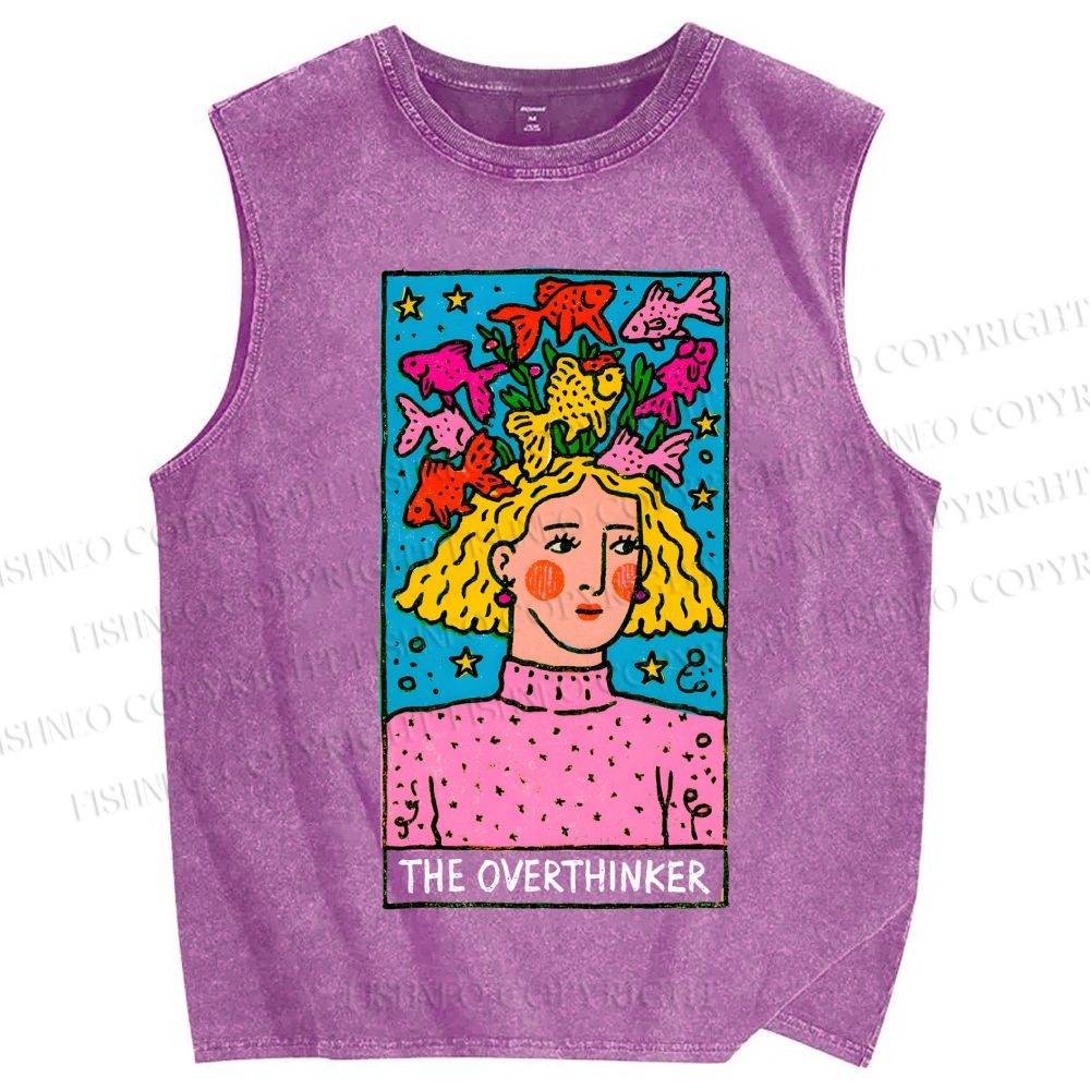 Unisex The Overthinker Printed Washed Tank Top