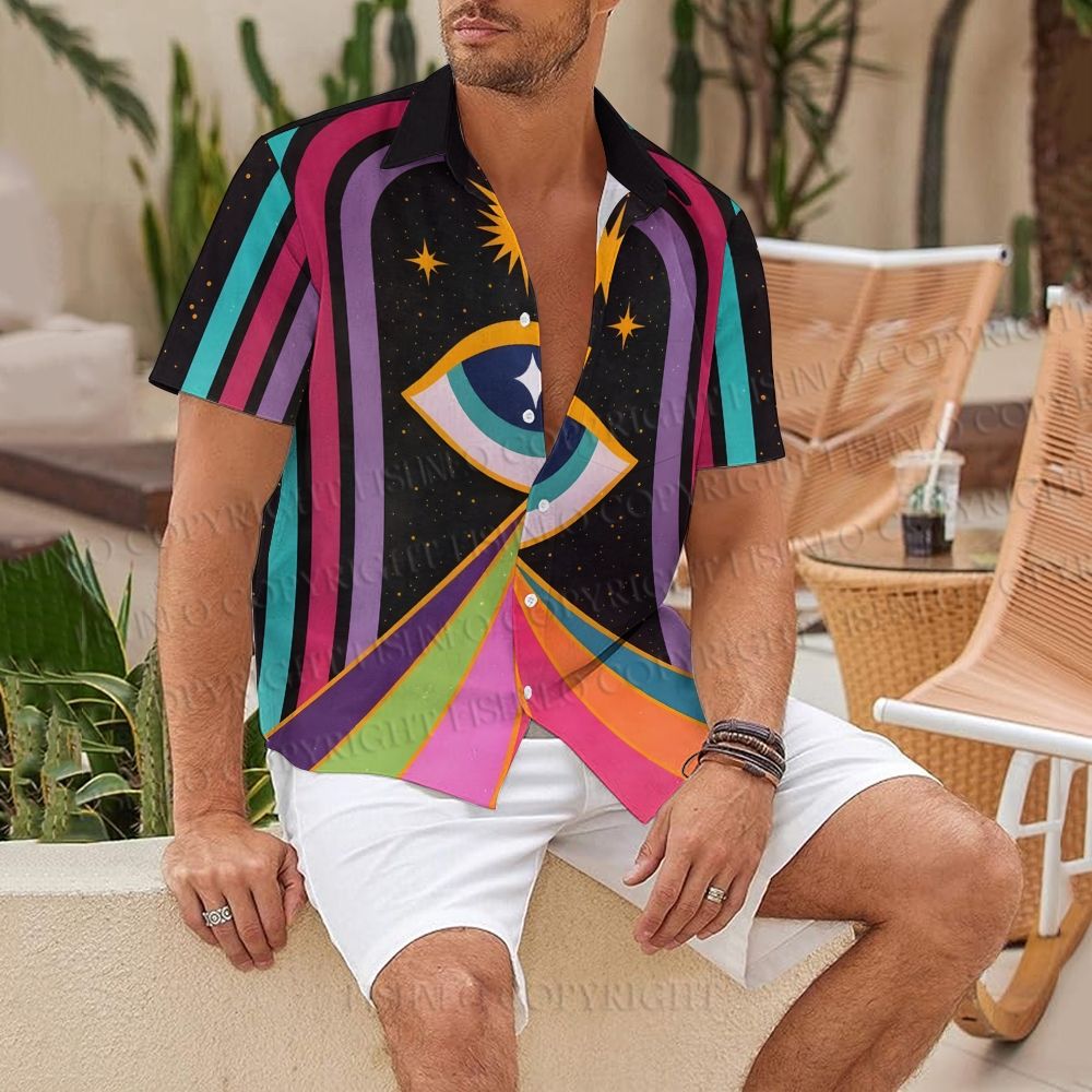 Multicolor Giant Eye Hawaiian Shirt