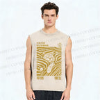 Unisex Yayoi Kusama Sleepy Cat Printed Washed Tank Top