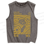 Unisex Yayoi Kusama Sleepy Cat Printed Washed Tank Top