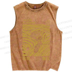 Unisex Yayoi Kusama Sleepy Cat Printed Washed Tank Top