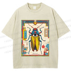 Unisex Steampunk Bug With Huge Eye Printed Washed Tee
