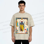 Unisex Steampunk Bug With Huge Eye Printed Washed Tee