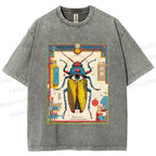 Unisex Steampunk Bug With Huge Eye Printed Washed Tee