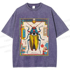 Unisex Steampunk Bug With Huge Eye Printed Washed Tee