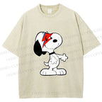 Unisex David Bowie Style Snoopy Printed Washed Tee