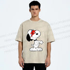 Unisex David Bowie Style Snoopy Printed Washed Tee