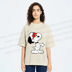 Unisex David Bowie Style Snoopy Printed Washed Tee