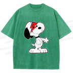 Unisex David Bowie Style Snoopy Printed Washed Tee