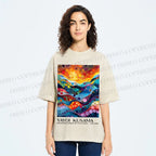 Unisex Yayoi Kusama Multicolor River With Dots Printed Washed Tee