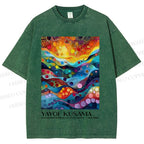 Unisex Yayoi Kusama Multicolor River With Dots Printed Washed Tee