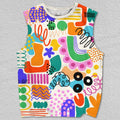 Unisex Multicolor Bauhaus Graffiti Printed Tank Top