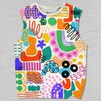 Unisex Multicolor Bauhaus Graffiti Printed Tank Top