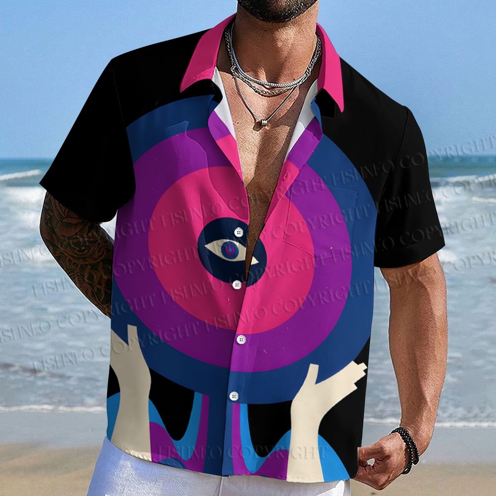 Giant Vinyl Record With Eye Hawaiian Shirt