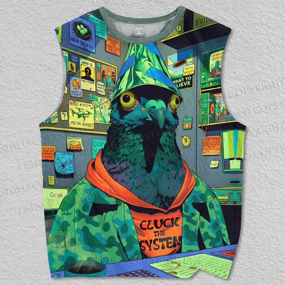 Unisex Silly Pigeon Printed Tank Top
