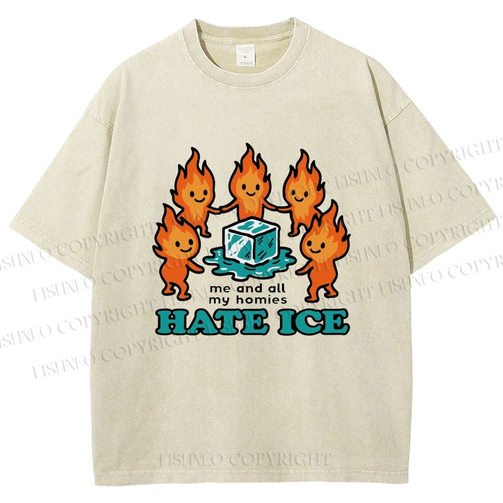 Unisex We Hate Ice Printed Washed Tee