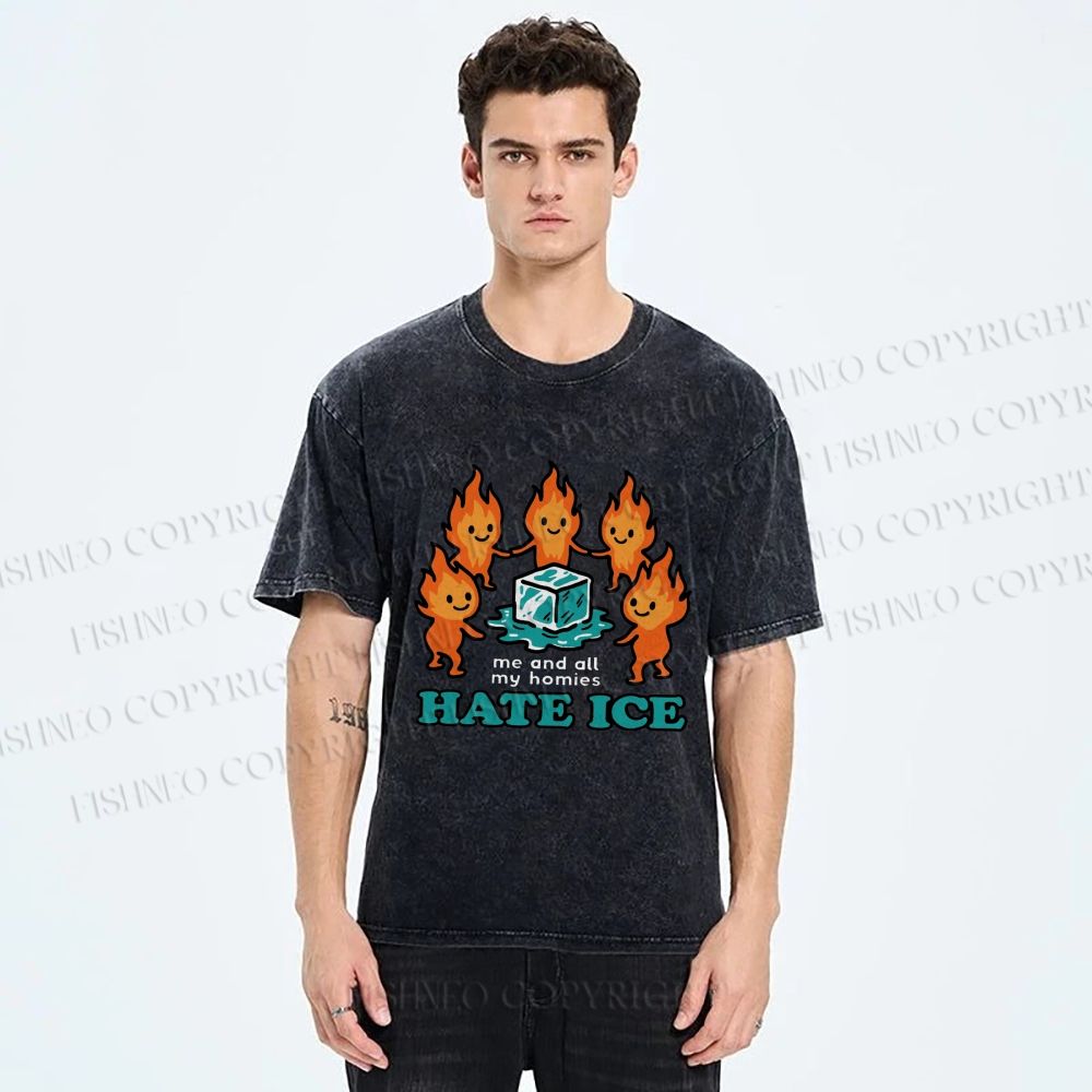 Unisex We Hate Ice Printed Washed Tee