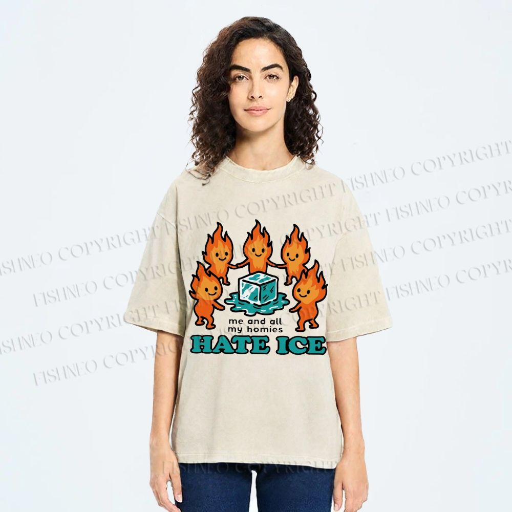 Unisex We Hate Ice Printed Washed Tee