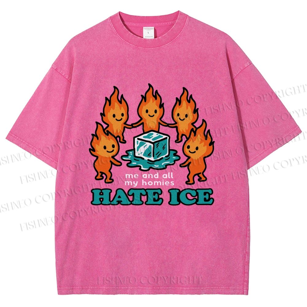 Unisex We Hate Ice Printed Washed Tee