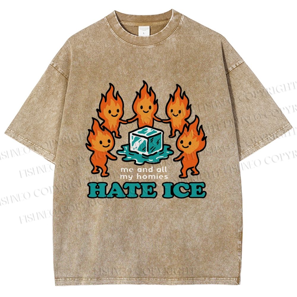 Unisex We Hate Ice Printed Washed Tee