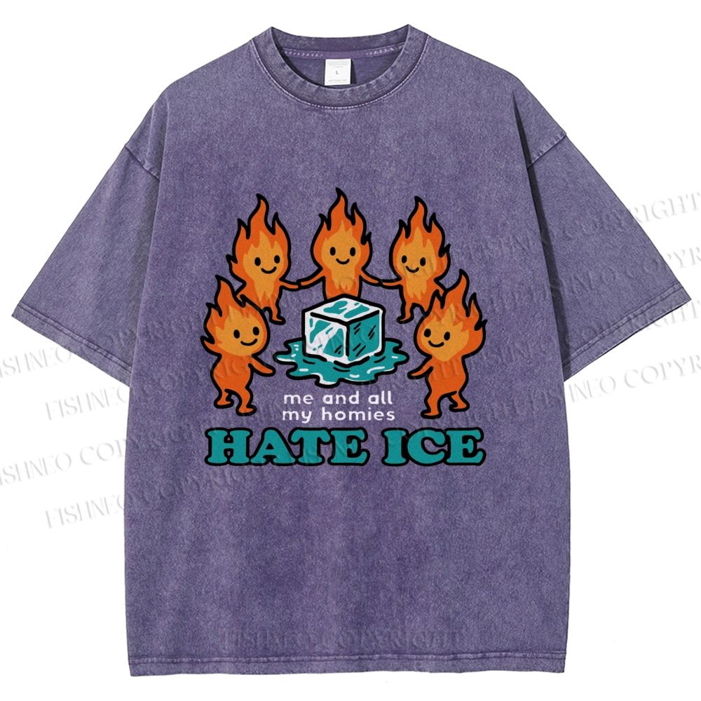 Unisex We Hate Ice Printed Washed Tee