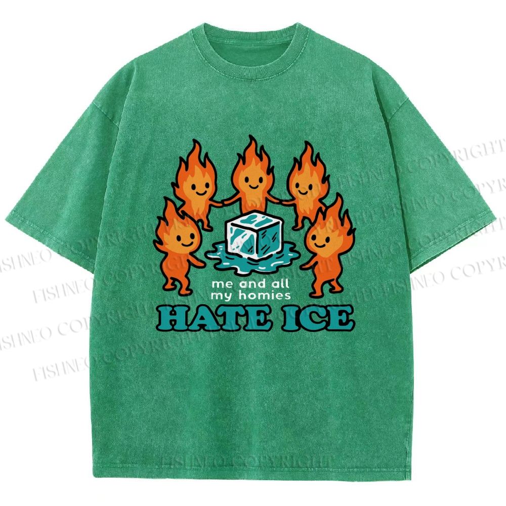 Unisex We Hate Ice Printed Washed Tee