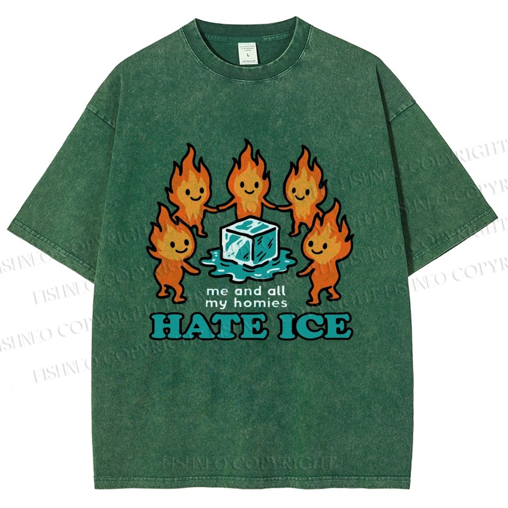 Unisex We Hate Ice Printed Washed Tee