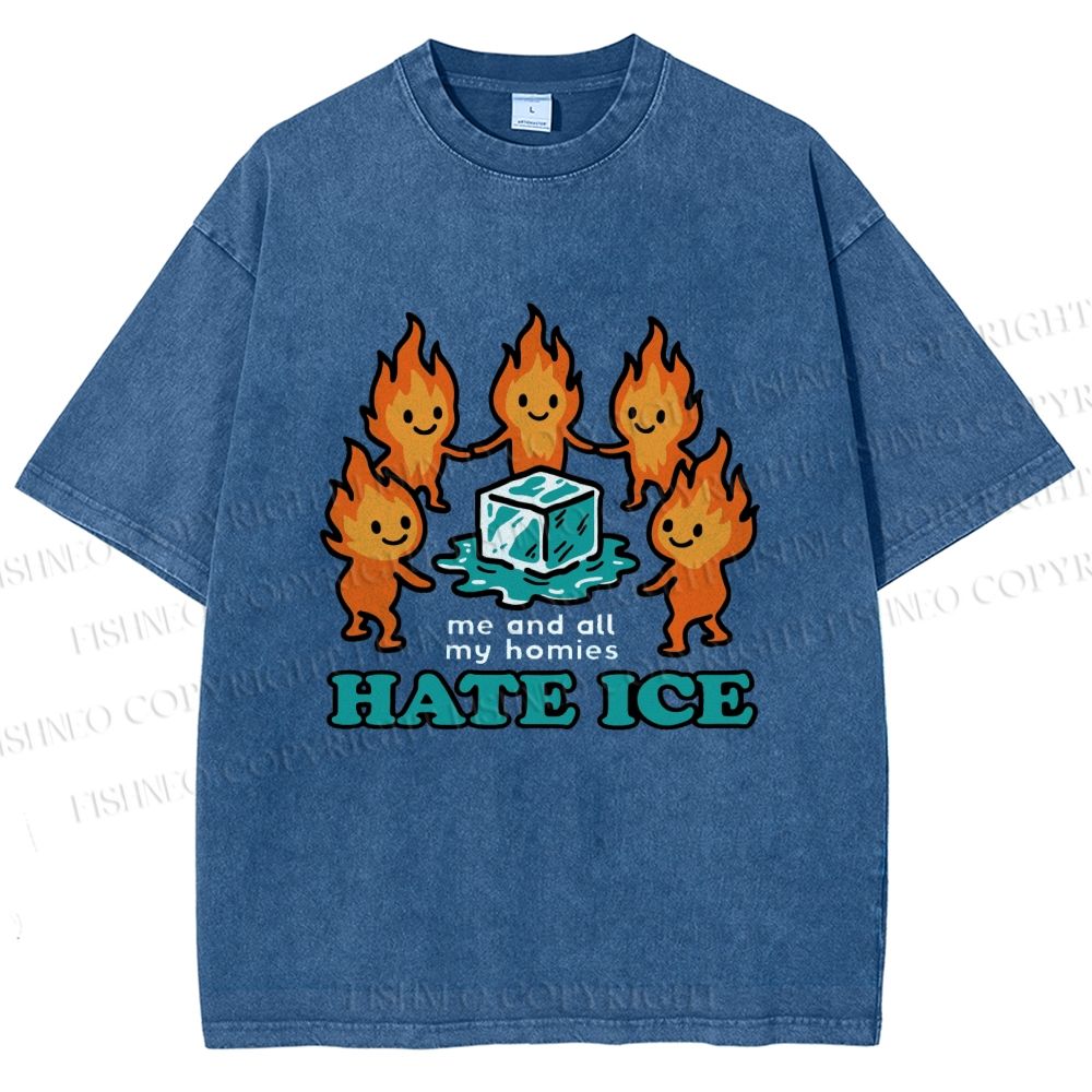 Unisex We Hate Ice Printed Washed Tee