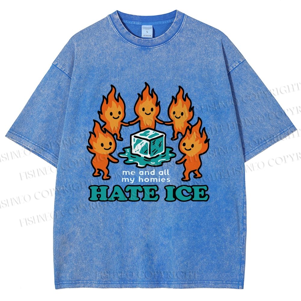 Unisex We Hate Ice Printed Washed Tee