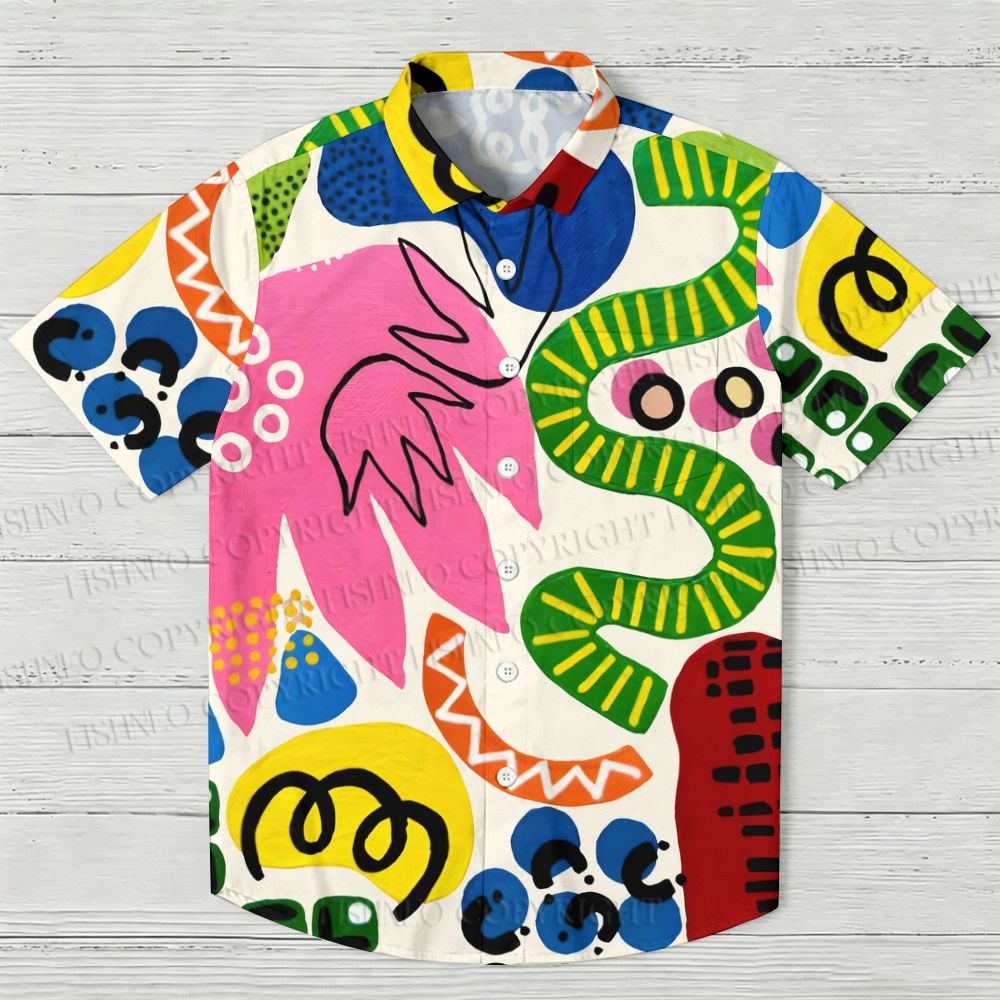 Multicolor Bauhaus Graffiti Hawaiian Shirt