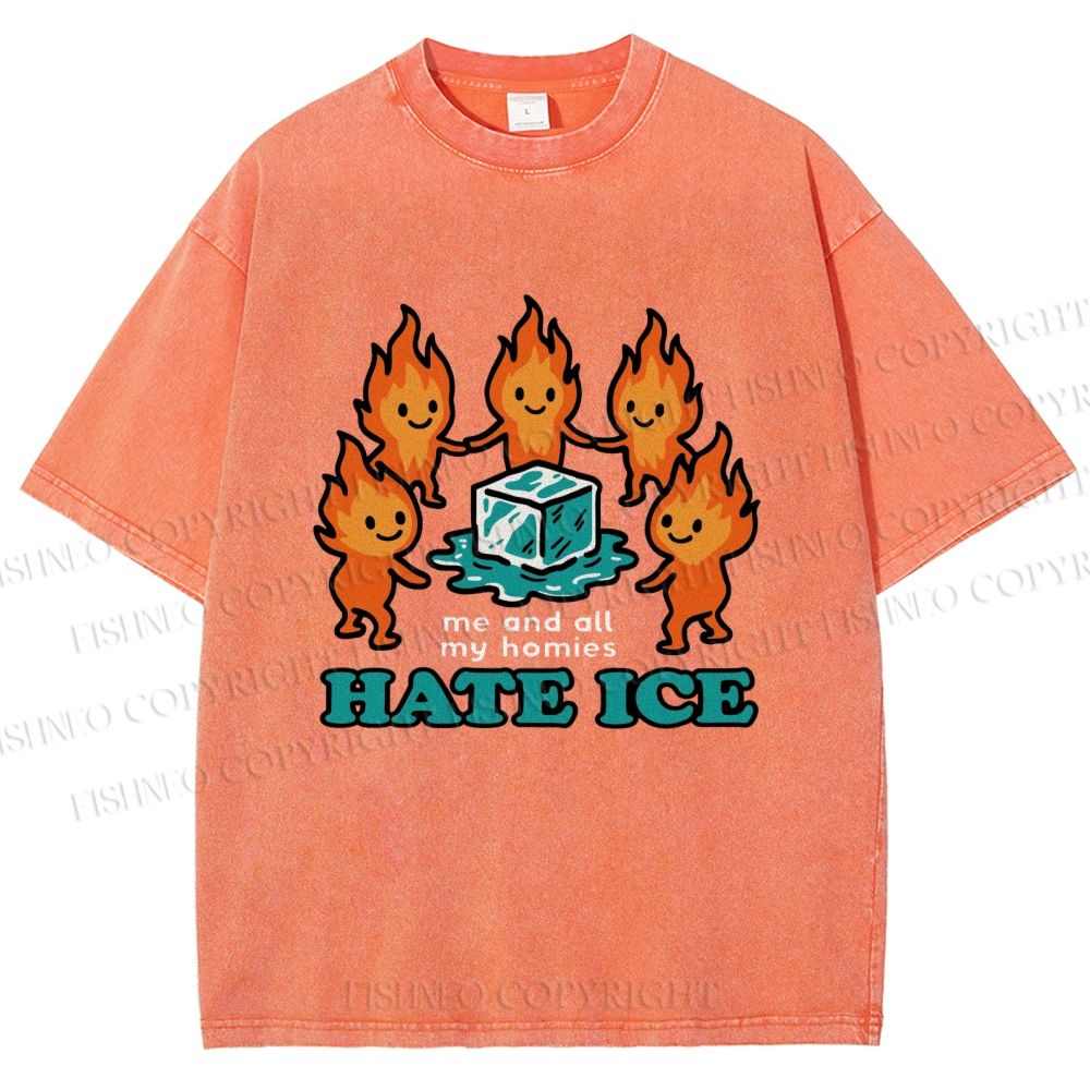 Unisex We Hate Ice Printed Washed Tee