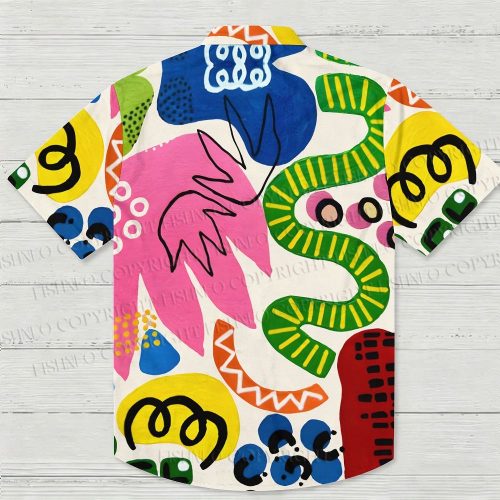 Multicolor Bauhaus Graffiti Hawaiian Shirt