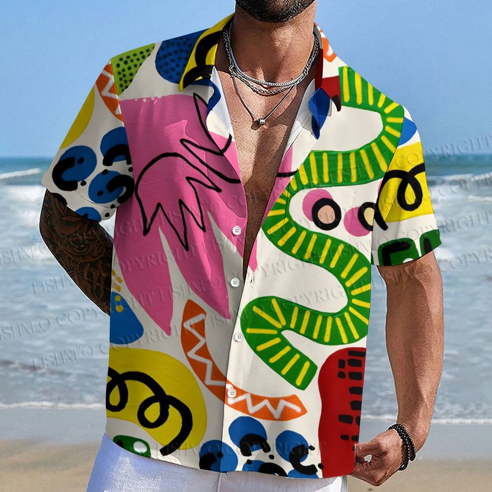 Multicolor Bauhaus Graffiti Hawaiian Shirt