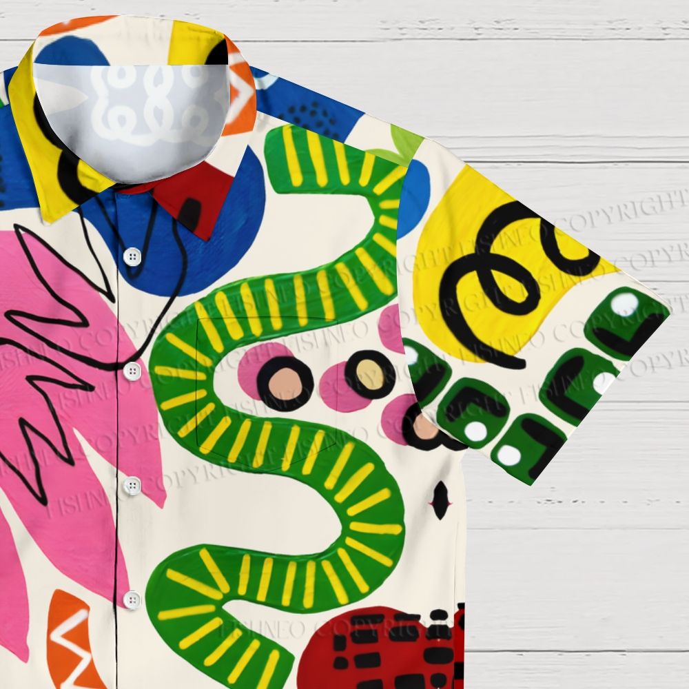 Multicolor Bauhaus Graffiti Hawaiian Shirt