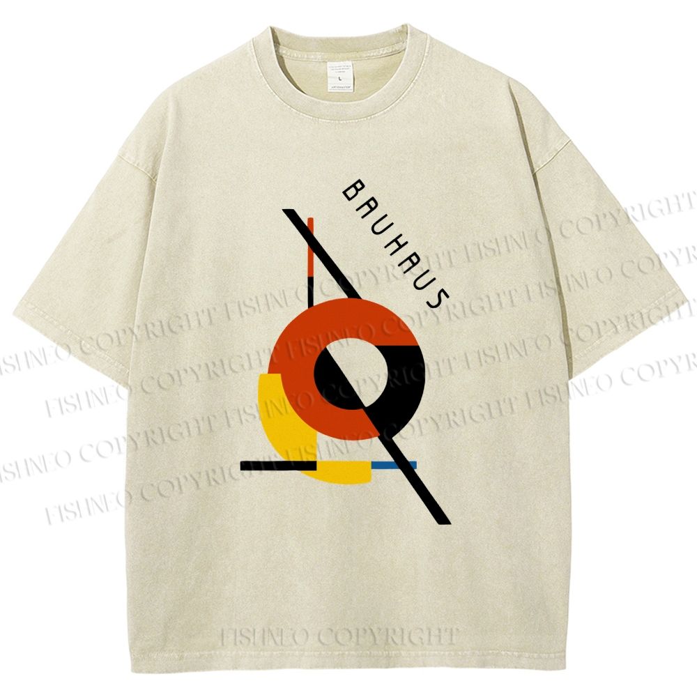 Unisex Bauhaus Design Printed Washed Tee