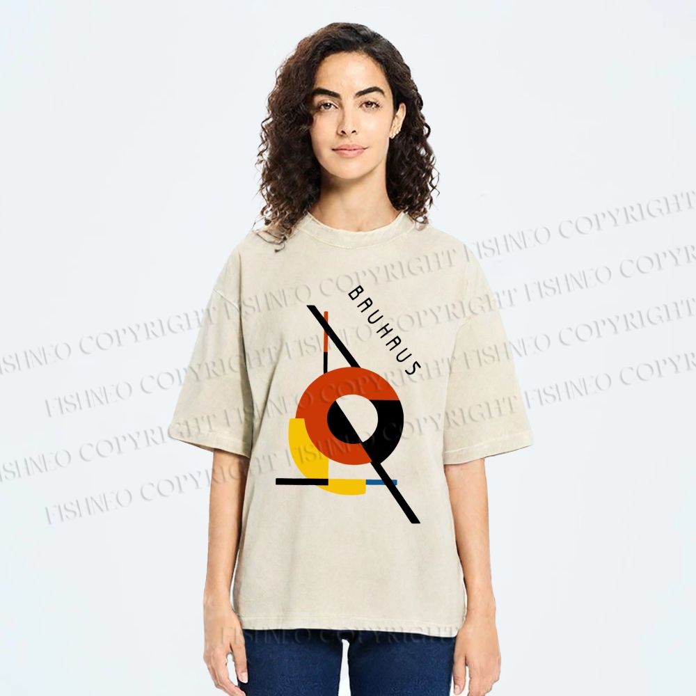 Unisex Bauhaus Design Printed Washed Tee