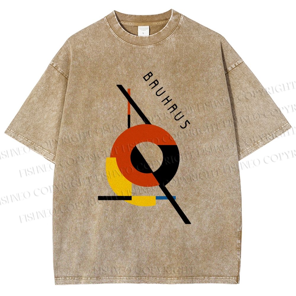 Unisex Bauhaus Design Printed Washed Tee