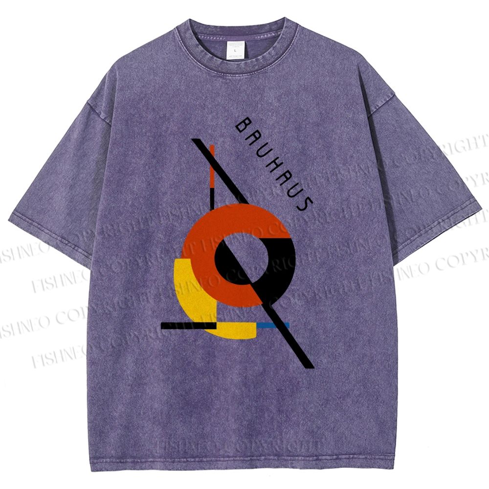 Unisex Bauhaus Design Printed Washed Tee
