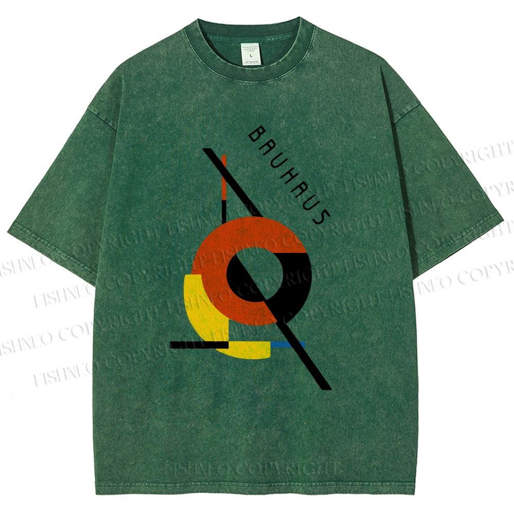 Unisex Bauhaus Design Printed Washed Tee