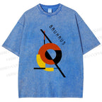 Unisex Bauhaus Design Printed Washed Tee