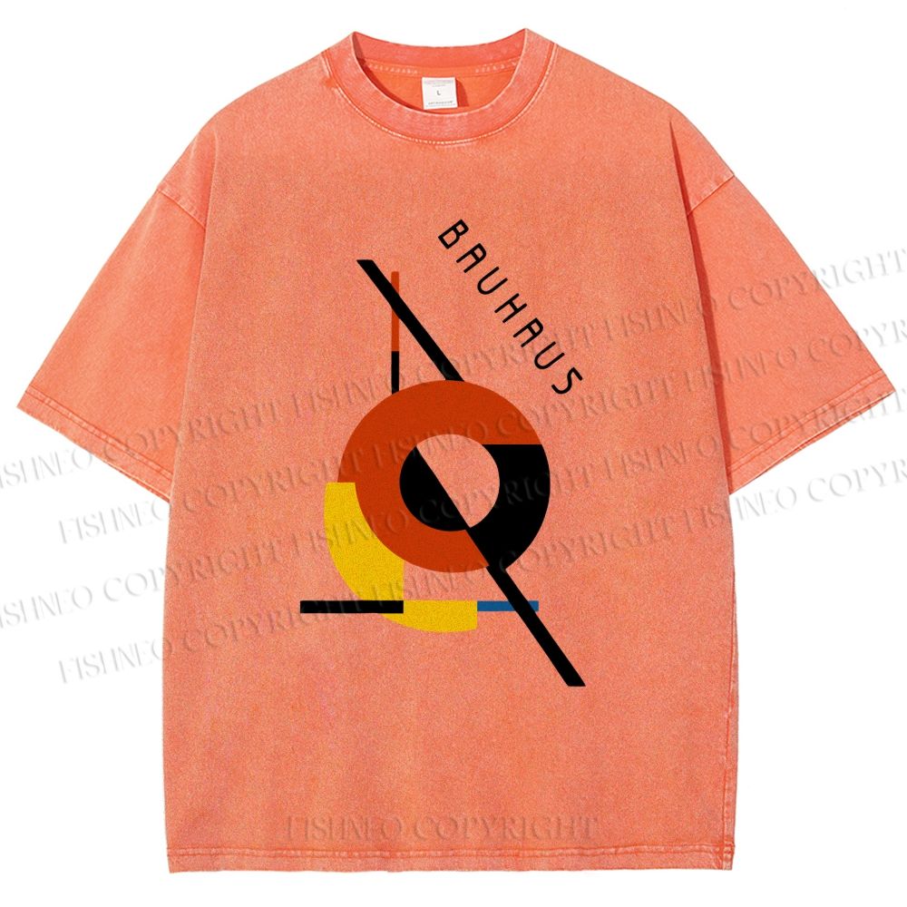 Unisex Bauhaus Design Printed Washed Tee