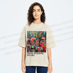 Unisex Yayoi Kusama Mushroom Printed Washed Tee