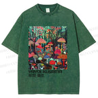 Unisex Yayoi Kusama Mushroom Printed Washed Tee