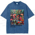 Unisex Yayoi Kusama Mushroom Printed Washed Tee