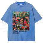 Unisex Yayoi Kusama Mushroom Printed Washed Tee