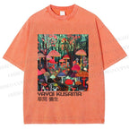 Unisex Yayoi Kusama Mushroom Printed Washed Tee