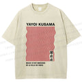 Unisex Yayoi Kusama Red Line Printed Washed Tee