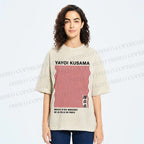 Unisex Yayoi Kusama Red Line Printed Washed Tee