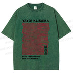 Unisex Yayoi Kusama Red Line Printed Washed Tee