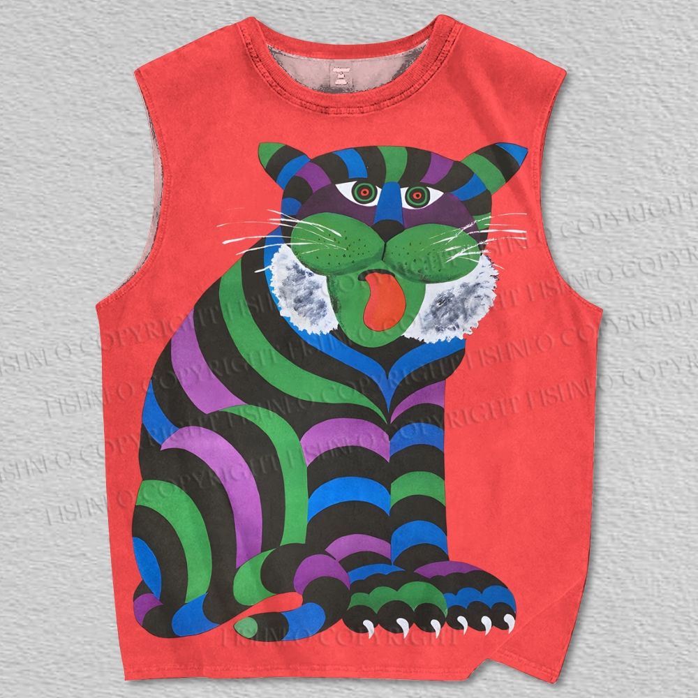 Unisex Polish Circus Tiger Printed Tank Top